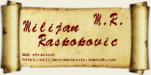Milijan Raspopović vizit kartica